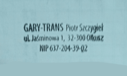 лого компании Gary-trans Piotr Szczygieł лого компании Gary-trans Piotr Szczygieł